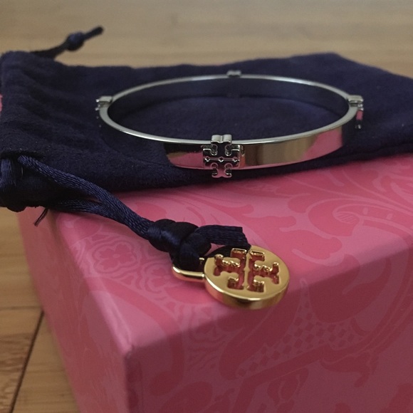 Tory Burch Jewelry - Tory Burch Silver Signature Logo Bangle